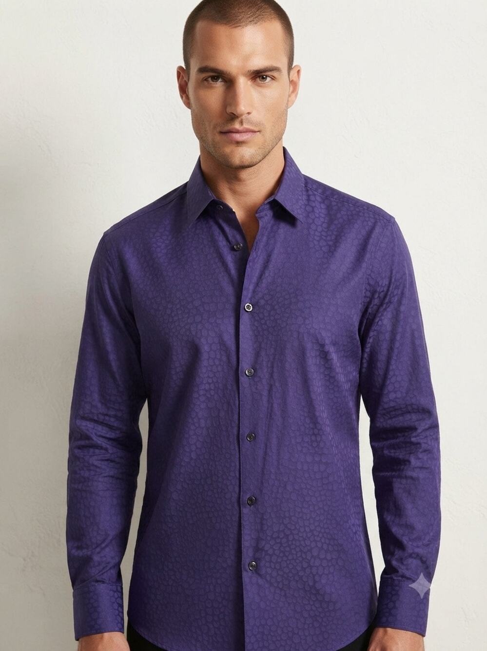 Versace purple pattern  Long-Sleeve Dress Shirt 16